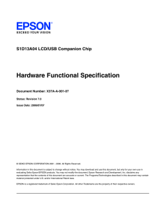 Hardware Functional Specification