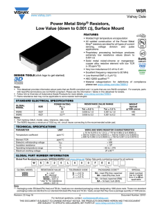 WSR Power Metal Strip® Resistors, Low Value (down to