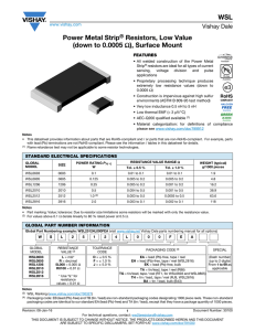WSL Power Metal Strip® Resistors, Low Value (down to 0.0005 Ω