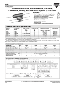 LVR Wirewound Resistors, Precision Power, Low Value