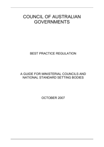 Best Practice Regulation - Council of Australian Governments (COAG)