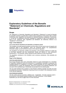Statement on Chemicals, Regulations and Standards