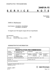 Modification Recommended Service Note