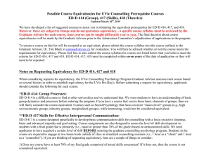 Possible Course Equivalencies for UVic Counselling Prerequisite