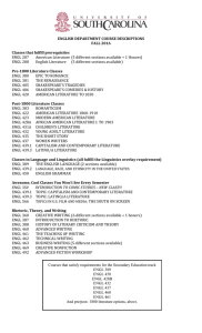 ENGLISH DEPARTMENT COURSE DESCRIPTIONS FALL 2016