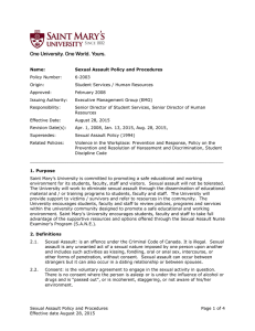 Sexual Assault Policy and Procedures Page 1 of 4 Effective date