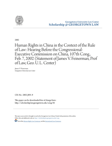 Human Rights in China in the Context of the Rule of Law: Hearing