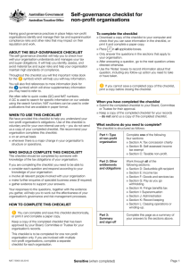 Self‑governance checklist for non‑profit organisations