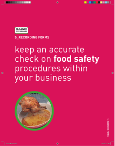Safe Catering: 5 Recording Forms