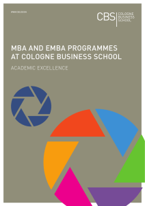 MBA And EMBA ProgrAMMEs At ColognE BusinEss sChool