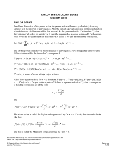 Supplemental Notes for Calculus II: Taylor and MacLaurin Series