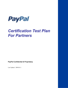 PayPal Certification Test Plan for Partners