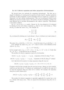 Lec 16: Cofactor expansion and other properties of determinants We