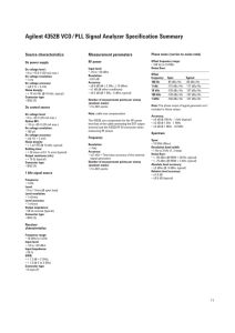 Agilent 4352B VCO/PLL Signal Analyzer Specification Summary