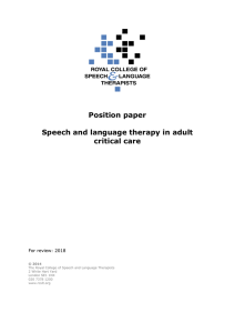 Position paper Speech and language therapy in adult critical care