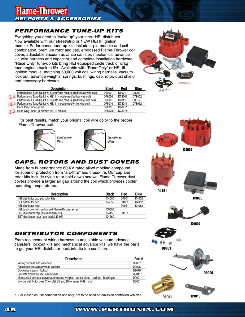 Pertronix D8071 Flame-Thrower Ignition Tune Up Kit with Red Cap for Chevrolet 