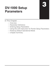 DV-1000 Setup Parameters