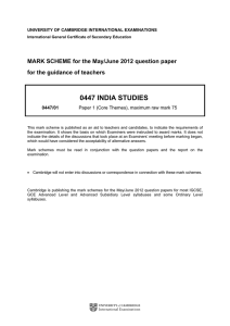 0447 india studies - Cambridge International Examinations