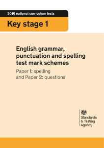 KS1 English grammar, punctuation and spelling test mark scheme