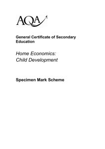 GCSE Home Economics: Child Development Specimen Mark Scheme