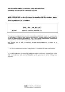 Mark Schemes - IGCSE Accounts