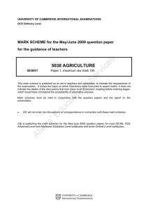 June 2009 Paper 1 Mark Scheme