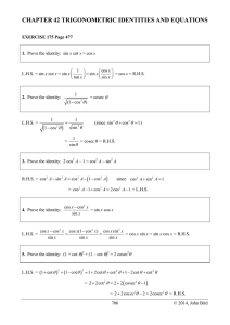 CHAPTER 42 TRIGONOMETRIC IDENTITIES AND EQUATIONS
