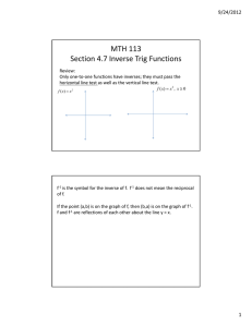 MTH 113 Section 4.7 Inverse Trig Functions