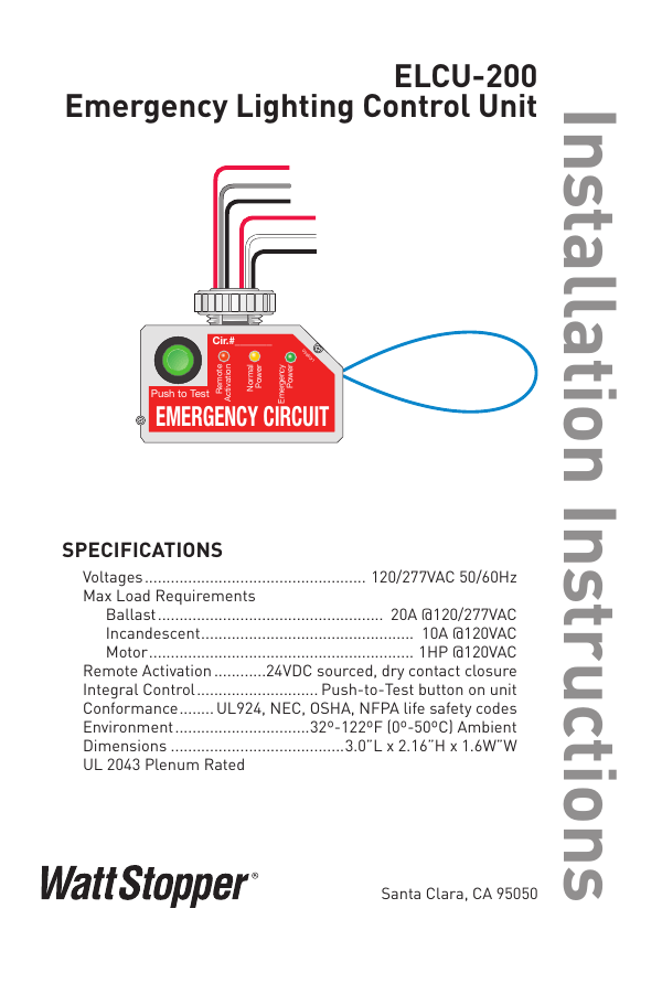 WattStopper ELCU-200 Emergency Lighting Control Unit - Power Pack