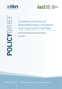 Investment Incentives for Renewable Energy in Southeast Asia