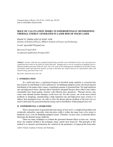 role of calculation model in experimentally determining thermal