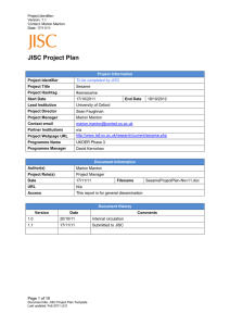 JISC Project Plan Template - Technology