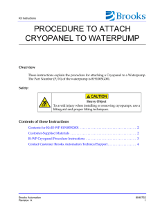 Cryopanel to Waterpump Attachment Procedure (8040752)
