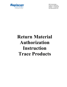 Return Material Authorization Instruction Trace Products