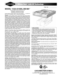 MODEL “CG3-UV-BDL-BB-MA” Ultima VentTM