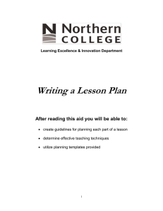 Writing a Lesson Plan