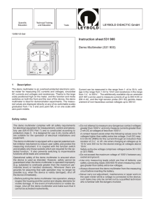 Instruction sheet 531 900 Demo Multimeter (531 900)
