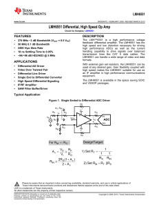 LMH6551 Differential, High Speed Op Amp