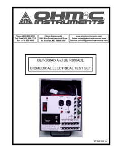 BET-300AD And BET-300ADL BIOMEDICAL ELECTRICAL TEST SET