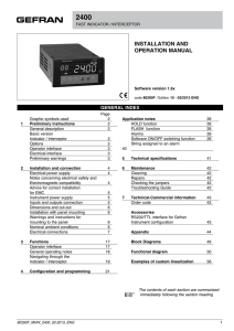 installation and operation manual