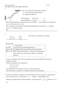 2004 HKAL Physics MC Suggested Solution 1 Let Fs : force acting