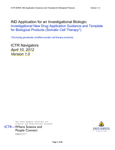 IND Application Guidance Template for Biologic