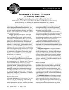 Introduction to Regulatory Documents in New Drug Applications