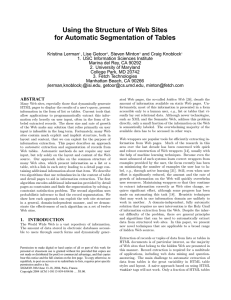 Using the Structure of Web Sites for Automatic Segmentation of Tables