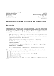 Computer exercise: Linear programming and software