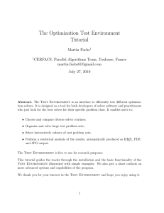 The Optimization Test Environment Tutorial