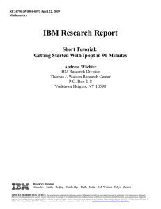 IBM Research Report Short Tutorial