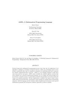 A Modeling Language for Mathematical Programming