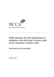 ESRI research into the experiences of students in the third year of