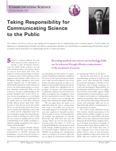 Taking Responsibility for Communicating Science to the Public